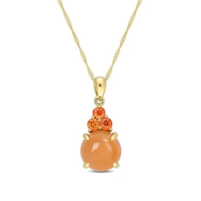 Julianna B 14K Yellow Gold Orange Moonstone & Orange Sapphire Necklace