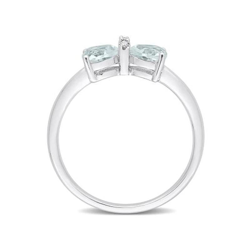 Julianna B 10K White Gold 0.015 CTW Diamond & Aquamarine Ring