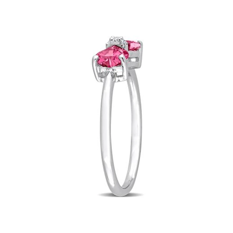 Julianna B 10K White Gold 0.015 CTW Diamond & Pink Topaz Ring