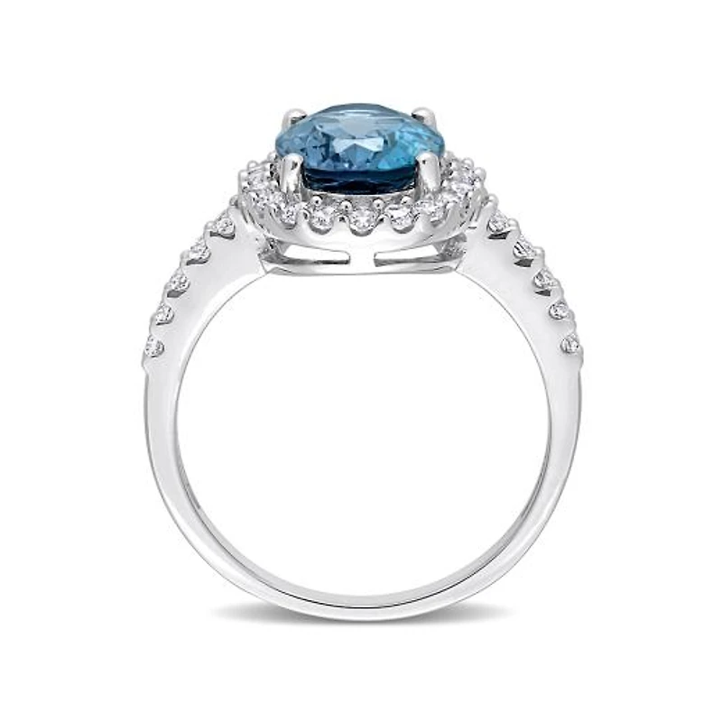 Julianna B 10K White Gold Blue Topaz & Lab Grown Sapphire Ring