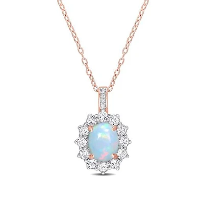 Julianna B Sterling Silver Diamond, Blue Ethiopian Opal & White Topaz Necklace