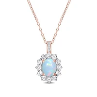 Julianna B Sterling Silver Diamond, Blue Ethiopian Opal & White Topaz Necklace