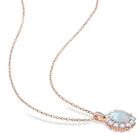 Julianna B Sterling Silver Diamond, Blue Ethiopian Opal & White Topaz Necklace