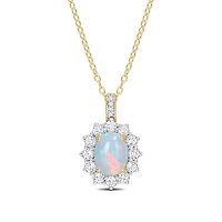Julianna B Sterling Silver Diamond, Blue Ethiopian Opal & White Topaz Necklace
