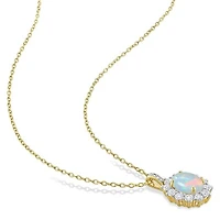 Julianna B Sterling Silver Diamond, Blue Ethiopian Opal & White Topaz Necklace