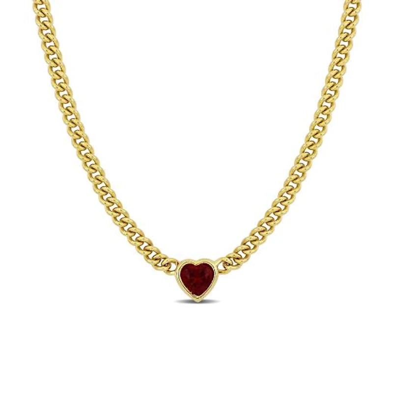 Julianna B Yellow Plated Sterling Silver Lab Grown Ruby Necklace