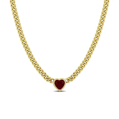 Julianna B Yellow Plated Sterling Silver Lab Grown Ruby Necklace