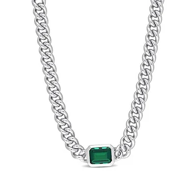 Julianna B Sterling Silver Lab Grown Emerald Necklace