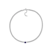 Julianna B Sterling Silver Lab Grown Blue Sapphire Necklace