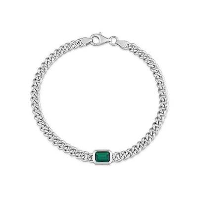 Julianna B Sterling Silver Lab Grown Emerald Bracelet