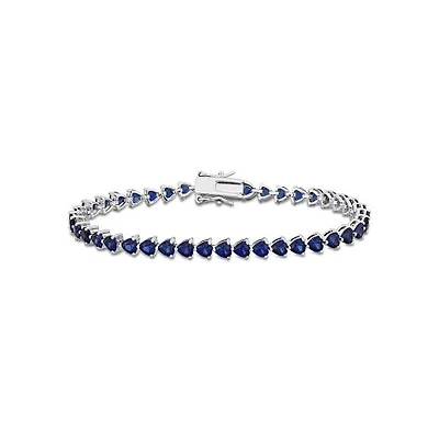 Julianna B Sterling Silver Lab Grown Blue Sapphire Tennis Bracelet