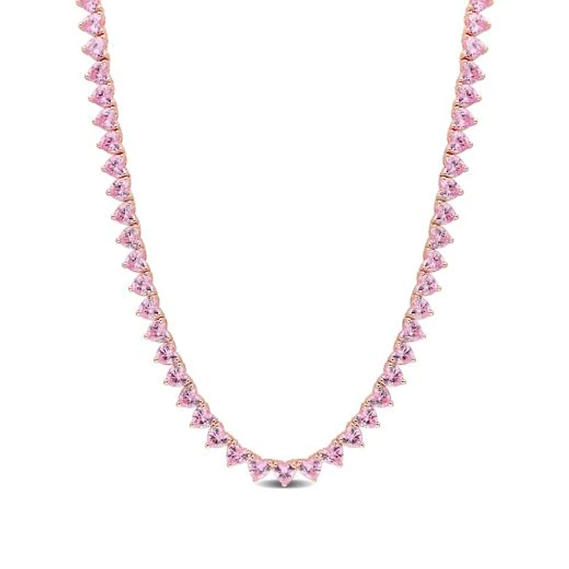 Julianna B Rose Plated Sterling Silver Lab Grown Pink Sapphire Necklace