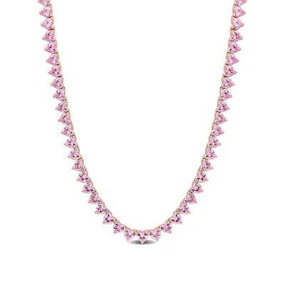 Julianna B Rose Plated Sterling Silver Lab Grown Pink Sapphire Necklace