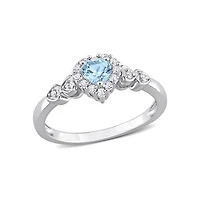 Julianna B Sterling Silver Diamond, Blue Topaz & Created White Sapphire Ring