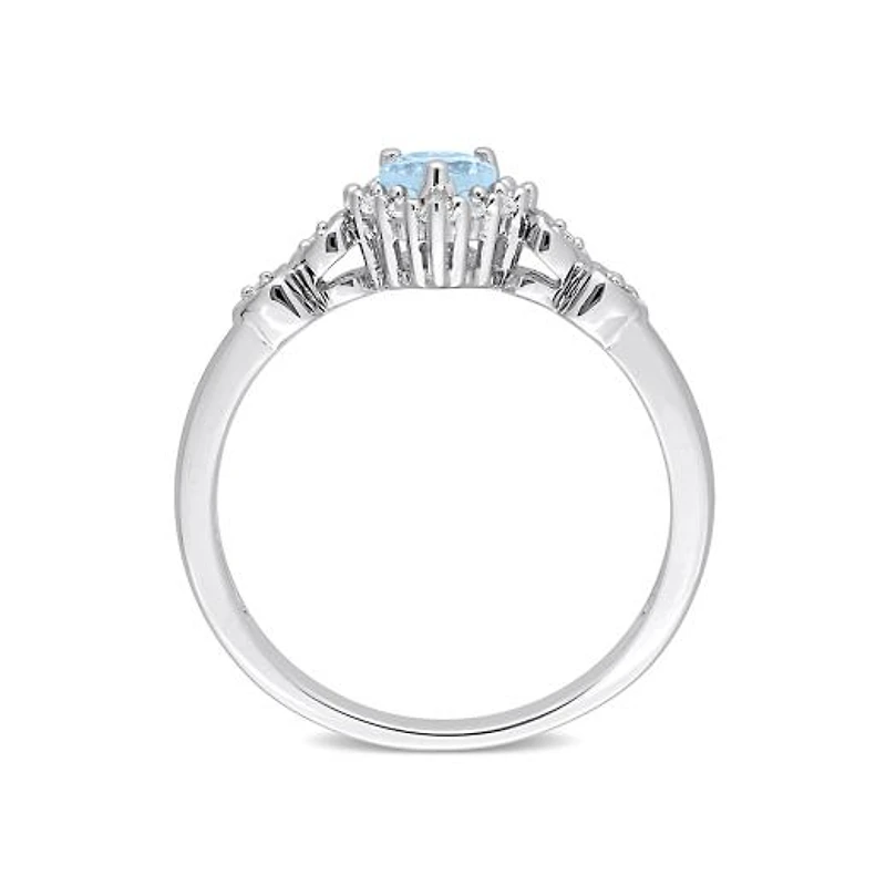 Julianna B Sterling Silver Diamond, Blue Topaz & Created White Sapphire Ring
