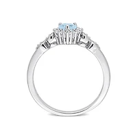 Julianna B Sterling Silver Diamond, Blue Topaz & Created White Sapphire Ring