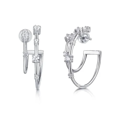 Sterling Silver Cubic Zirconia Hoop Earrings