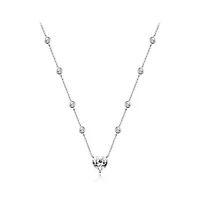 Sterling Silver 19" Cubic Zirconia Heart Adjustable Necklace
