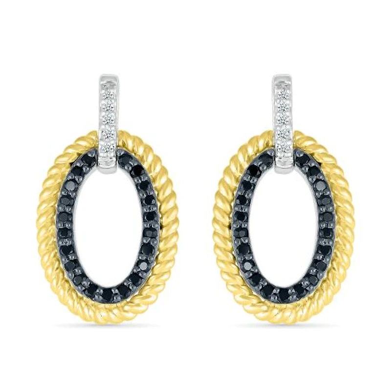 Sterling Silver 0.23CTW Black Diamond Dangle Earrings