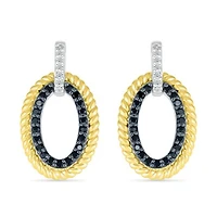 Sterling Silver 0.23CTW Black Diamond Dangle Earrings