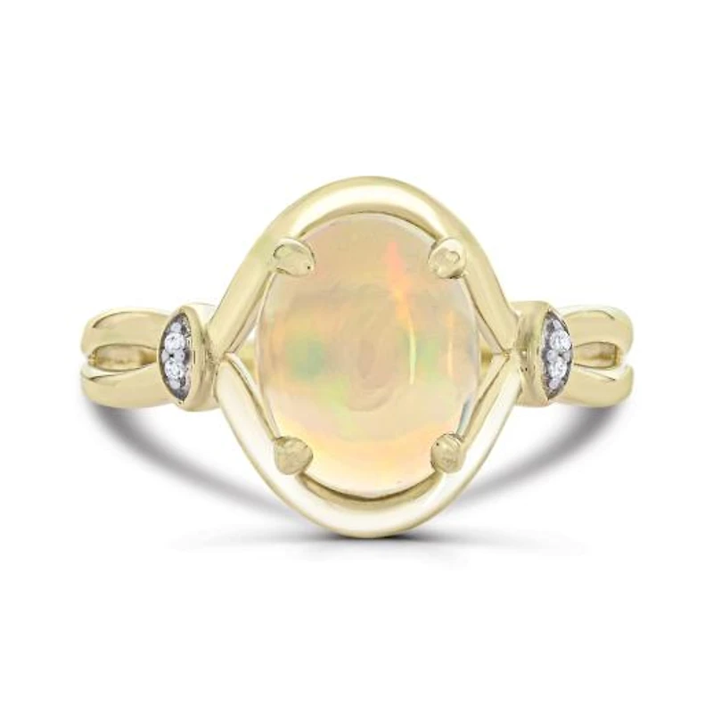 10K Yellow Gold Opal & Diamond Ring