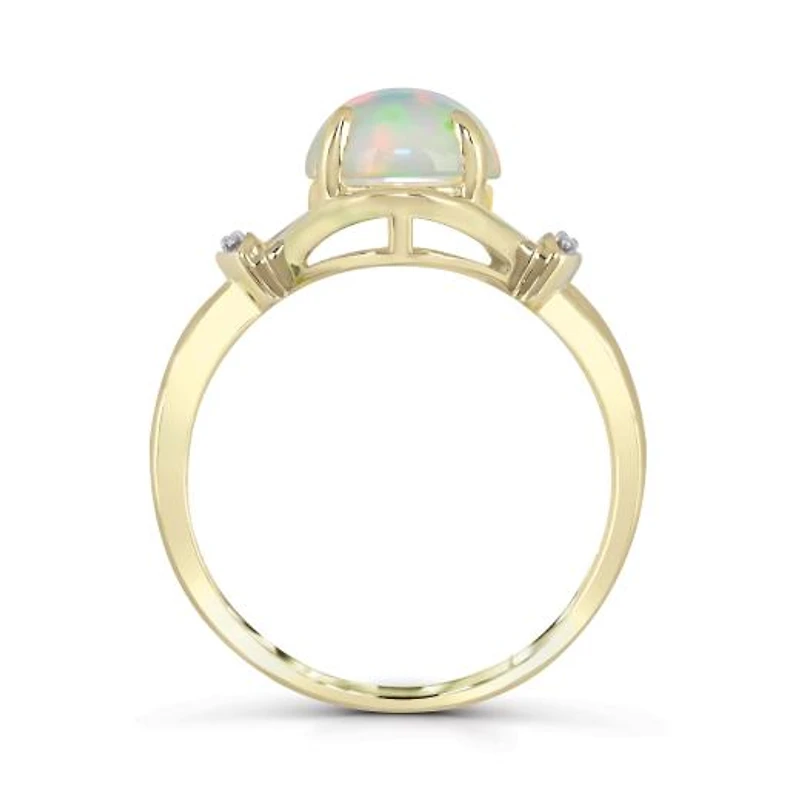 10K Yellow Gold Opal & Diamond Ring