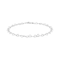 Sterling Silver 7" - 8" Adjustable Heart Link Bracelet
