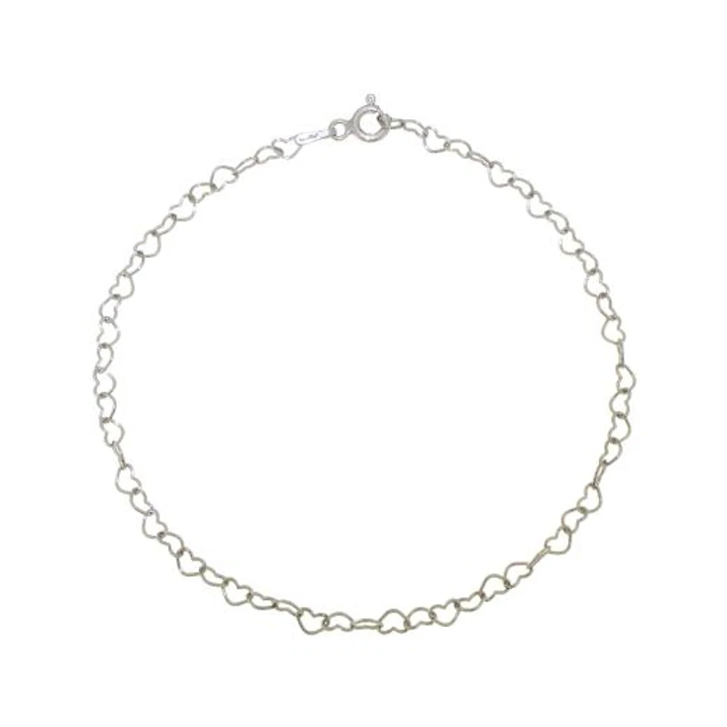 Sterling Silver 7" - 8" Adjustable Heart Link Bracelet