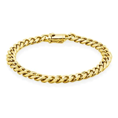 SteelX Stainless Steel 8mm 8.5" Cubic Zirconia Accent Cuban Gold Plated Bracelet