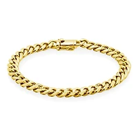 SteelX Stainless Steel 8mm 8.5" Cubic Zirconia Accent Cuban Gold Plated Bracelet