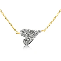 10K Yellow Gold Diamond Heart Necklace