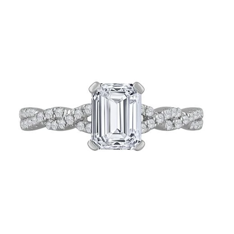 New Brilliance 14K White Gold Lab Grown 1.23CTW Emerald Diamond Bridal Ring