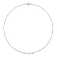 New Brilliance 14K White Gold Lab Grown 5.00CTW Diamond Tennis Necklace