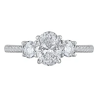 New Brilliance 14K White Gold Lab Grown 2.14CTW Oval Diamond Three Stone Ring