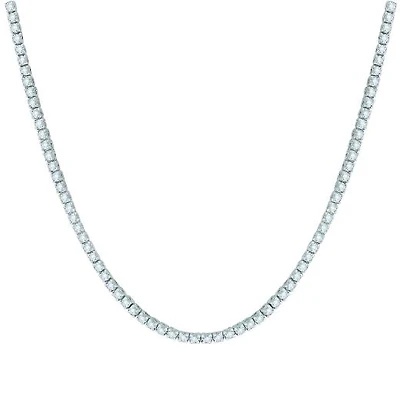 14K White Gold 7.01CTW Diamond Tennis Necklace