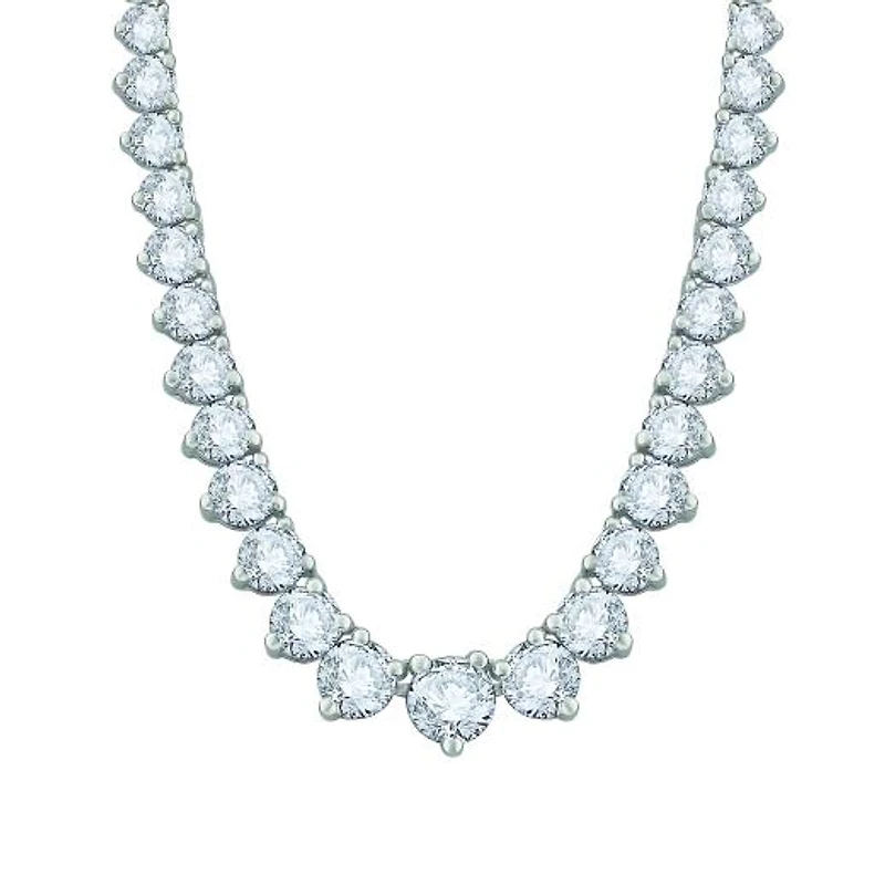 14K White Gold 7.03CTW Diamond Riviera Necklace
