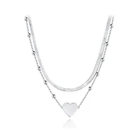 Sterling Silver 16" Layered Heart Necklace