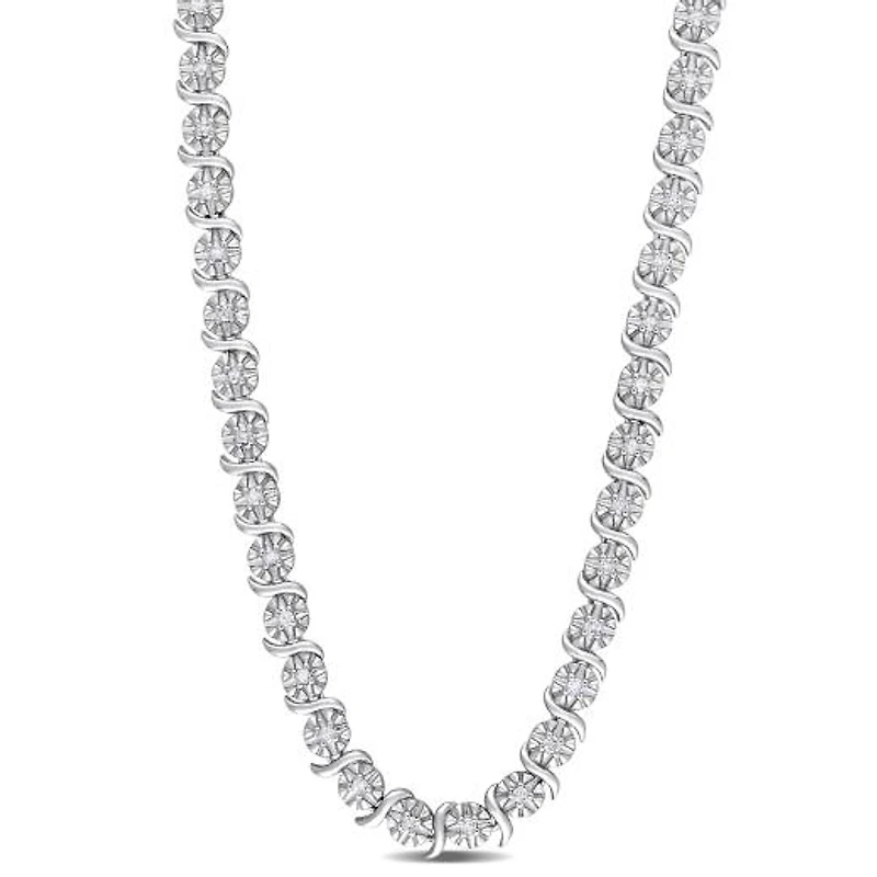 Julianna B Sterling Silver 0.52CTW Diamond Tennis Necklace