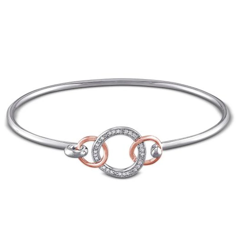 Julianna B Rose Plated Sterling Silver Diamond Bangle