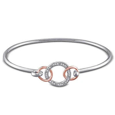 Julianna B Rose Plated Sterling Silver Diamond Bangle