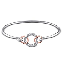 Julianna B Rose Plated Sterling Silver Diamond Bangle