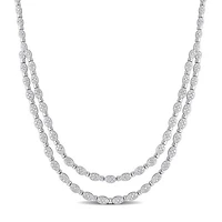 Julianna B Sterling Silver 0.98CTW Diamond Double Layer Necklace