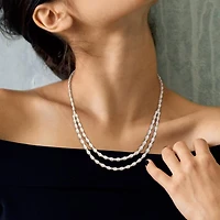 Julianna B Sterling Silver 0.98CTW Diamond Double Layer Necklace