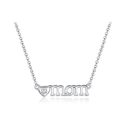 Sterling Silver Cubic Zirconia 19" Mom Necklace