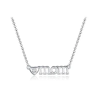 Sterling Silver Cubic Zirconia 19" Mom Necklace