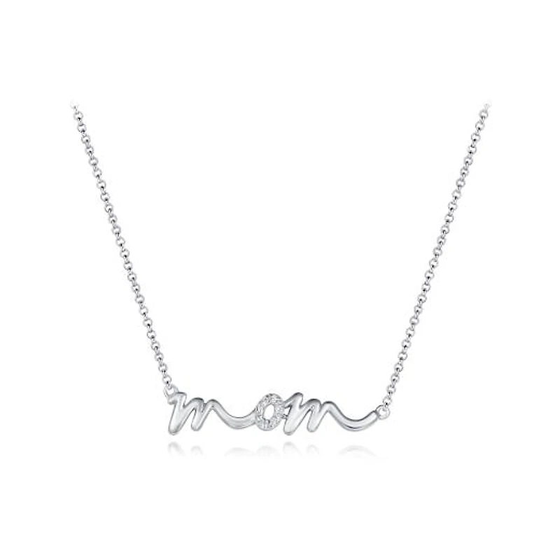 Sterling Silver Cubic Zirconia 19" Mom Necklace