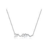 Sterling Silver Cubic Zirconia 19" Mom Necklace