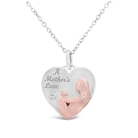 Sterling Silver and Rose Gold Plated Mother's Love Diamond Pendant