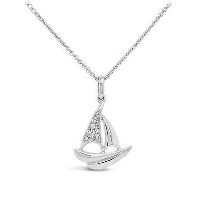 Sterling Silver Diamond Sailboat Pendant