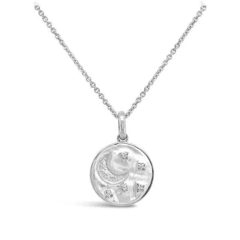 Radiant Universe Sterling Silver Moon & Star Diamond Pendant